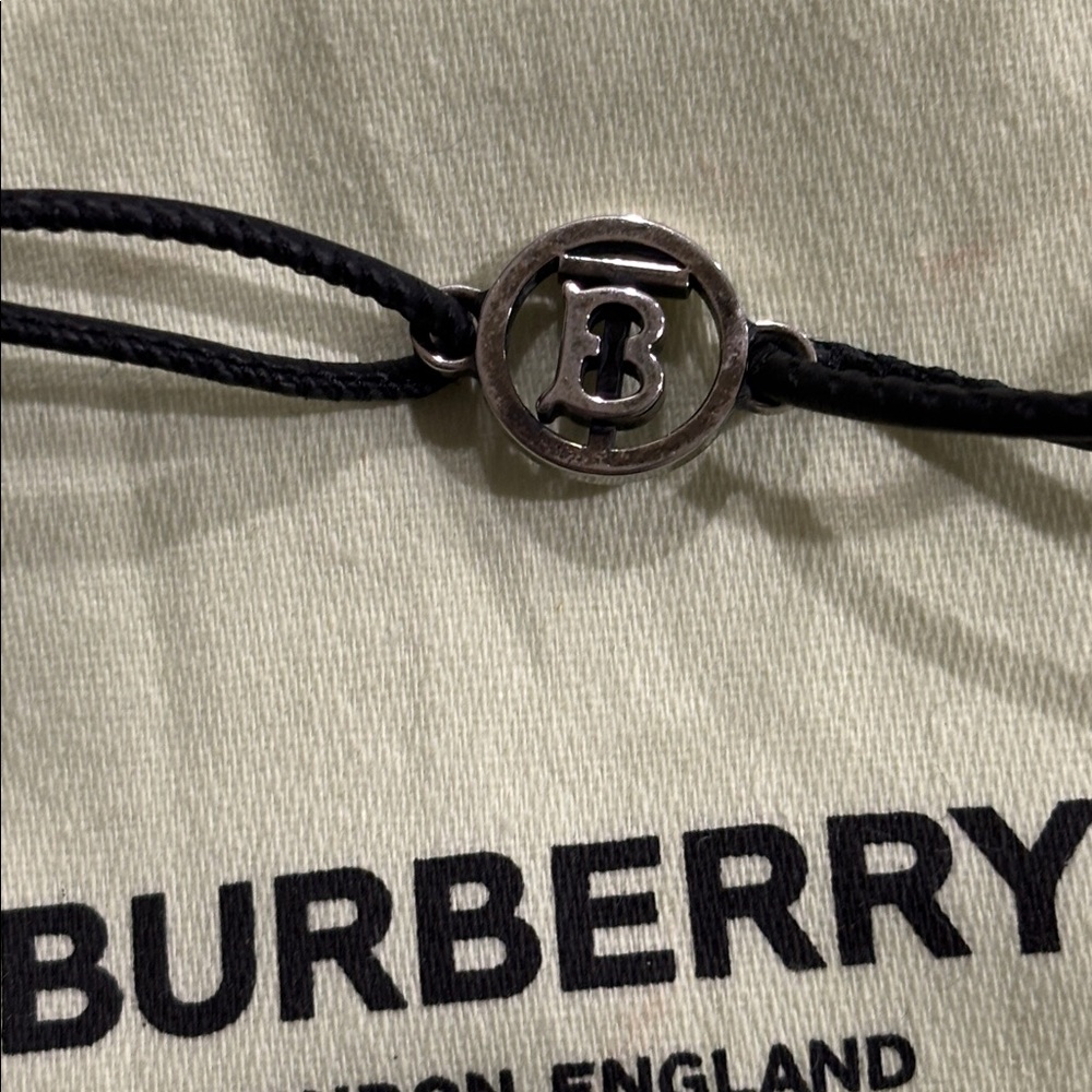 Burberry Black Cord Bracelet with Silver Charm - Picture 5 of 5